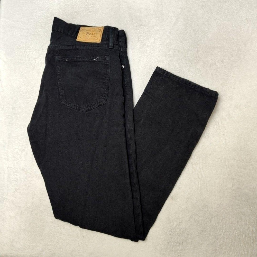 Polo Ralph Lauren Jeans Mens 34x34 Black Hampton Straight Dark Cotton Denim